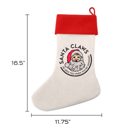Linen Christmass Stocking-HB Cle